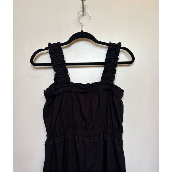 Blu Pepper Buttoned Jumpsuit Black Ruffle Straps M NWT - Picture 10 of 11